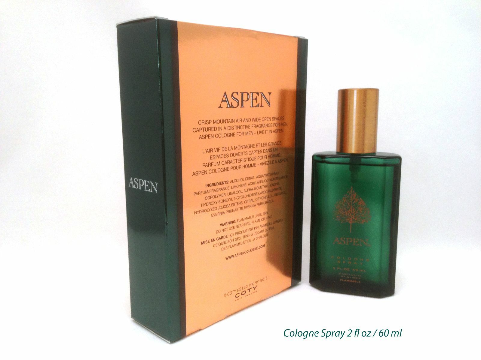 *ASPEN* for Men by Coty Cologne Spray 2 oz / 60 ml New in Box Men