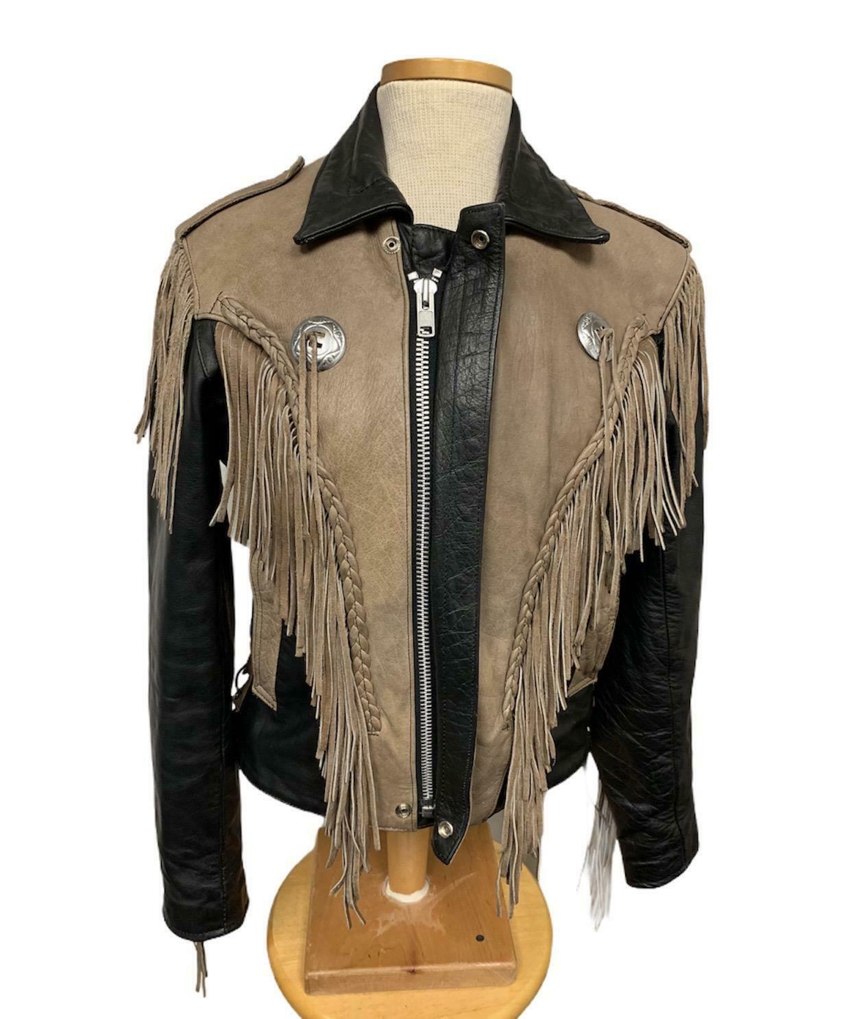 Vintage Interstate Leather Suede Fringe Moto Jacket Coat Thinsulate ...