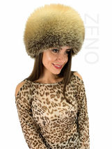 Golden Island Fox Fur Hat Natural Color Saga Furs Beanie Fur Hat Golden Fur