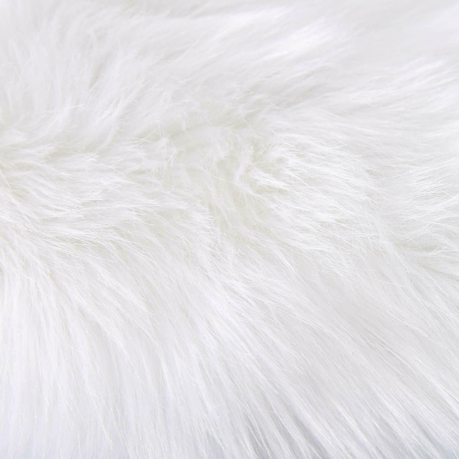 Nice! Fluffy Rug Faux Fur Luxury Shag Sheepskin 2 x 6 feet White Carpet ...