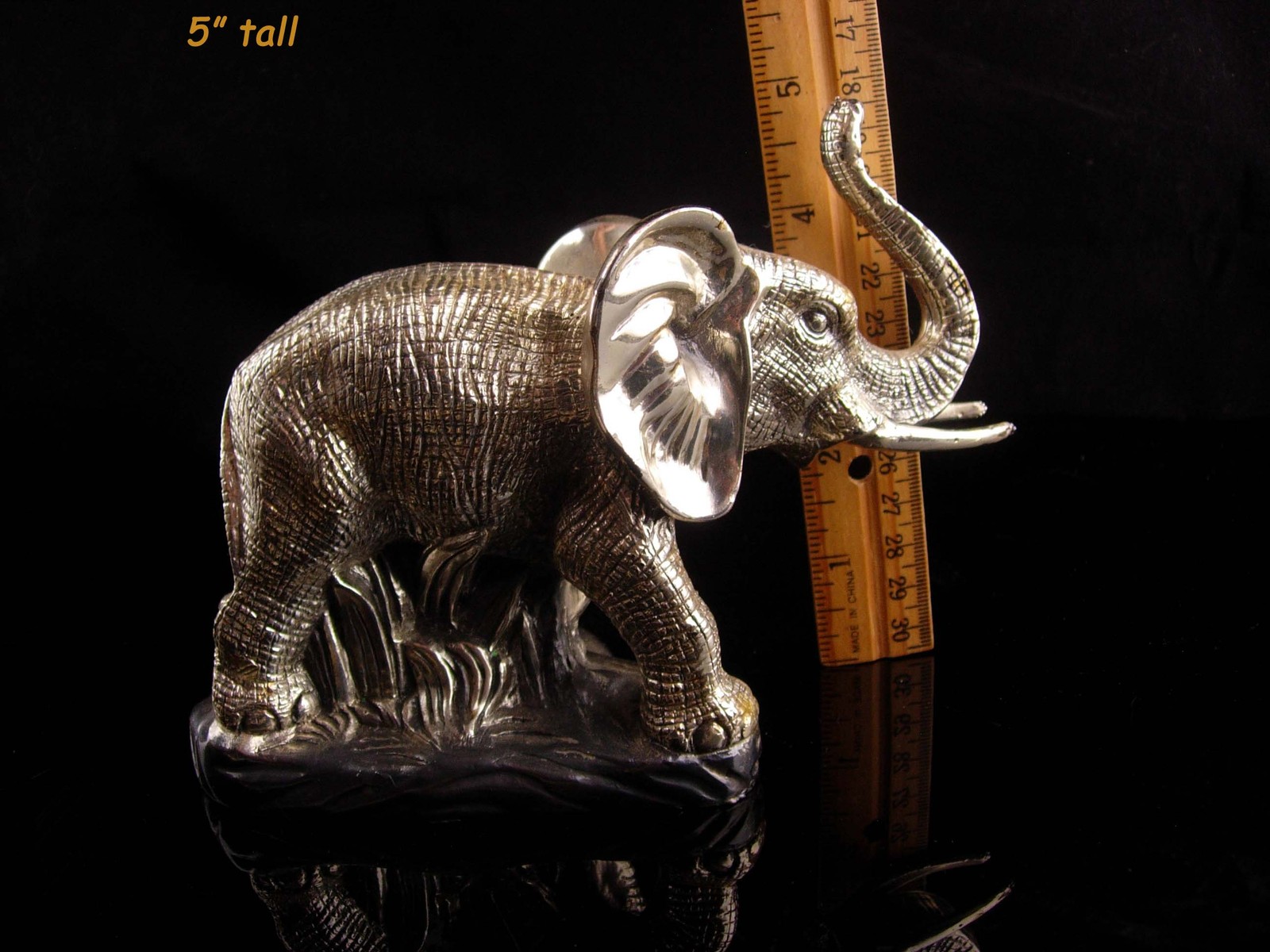 Large silver Elephant statue / Zanfel platta 999 - mama & baby
