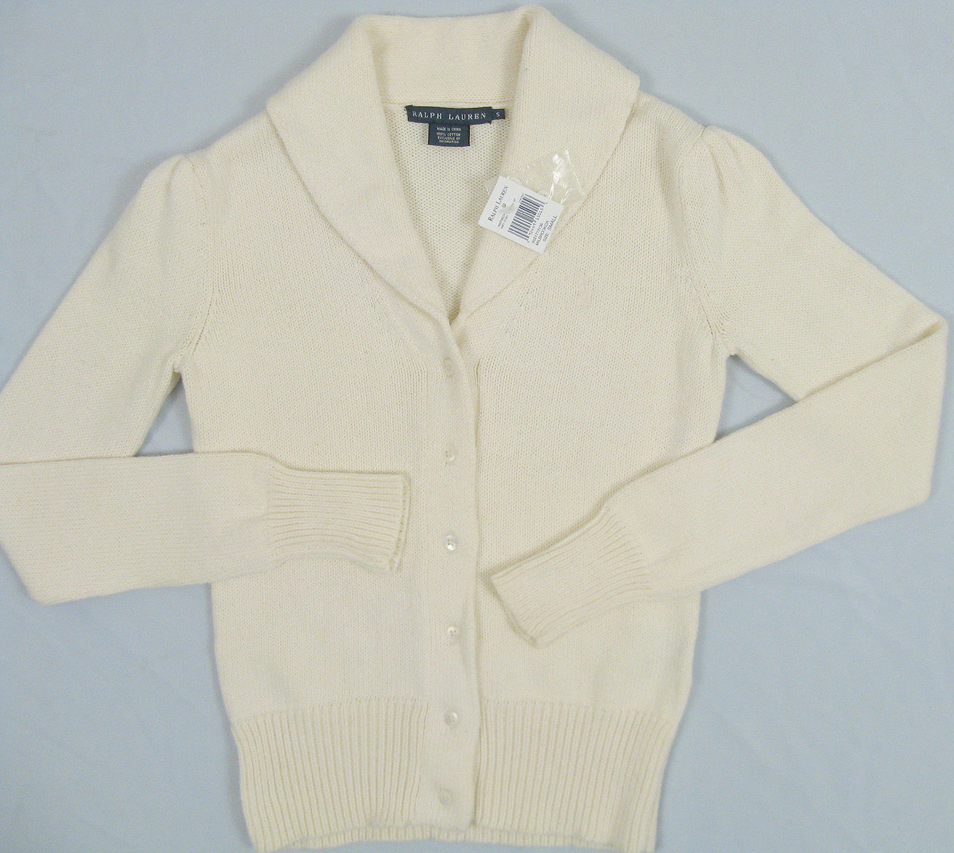 Cream Pima Cotton M Medium NWT Women/'s Polo Ralph Lauren V-Neck Sweater