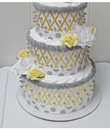 Elephant Theme Baby Shower 3 Tier  Diaper Cake Yellow and Grey Neutral B... - $90.00