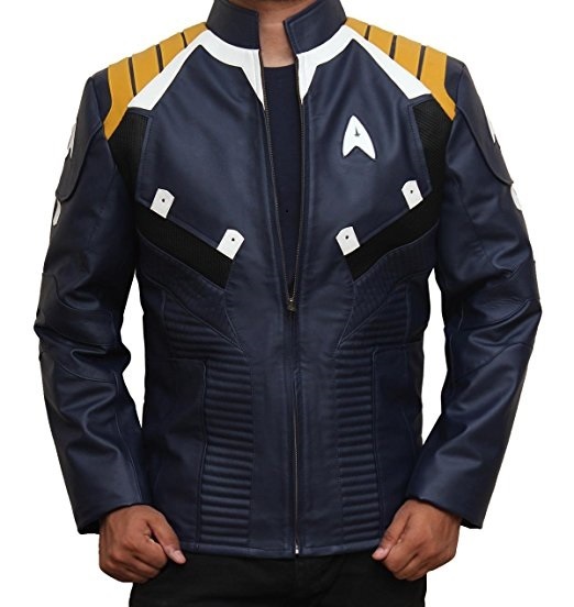 Image of BLUE STAR TREK BEYOND CHRIS PINE CAPTION KIRK JACKET LEATHER JACKET MOTORBIKER J