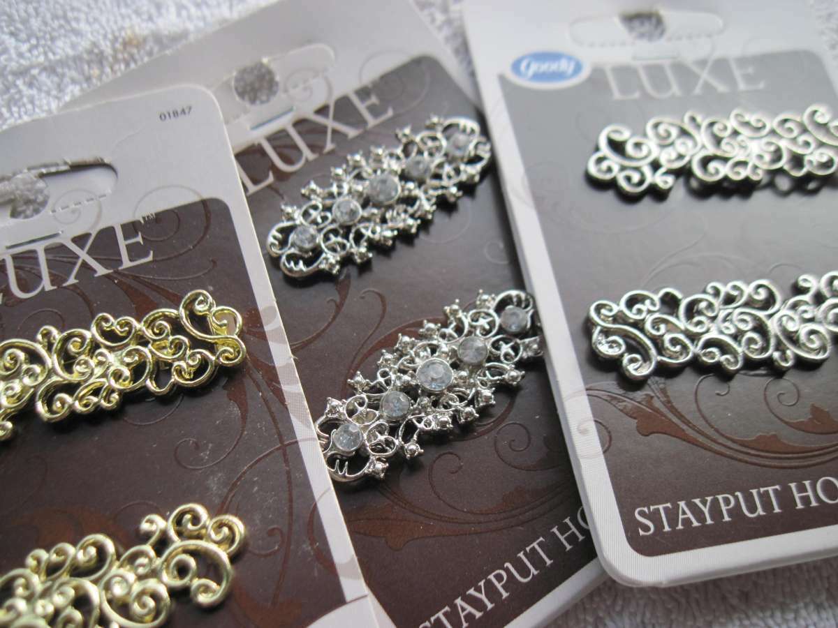 2 Goody Luxe Stay Put Slide Proof Metal Hair Barrettes Secure Back