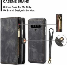 LG V60 ThinQ Wallet Case Magnetic Detachable Leather Folio Zipper Pocket Black - $51.78