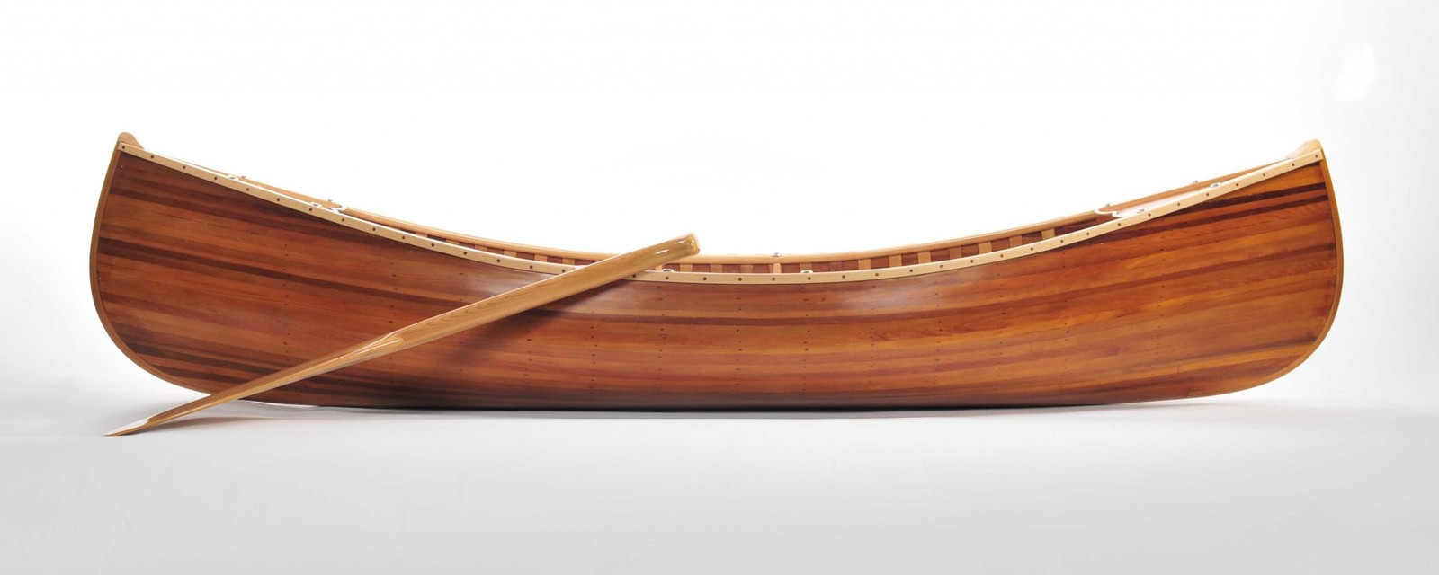 20.25" x 70.5" x 15" Wooden Canoe With Ribs Matte Finish Canoes