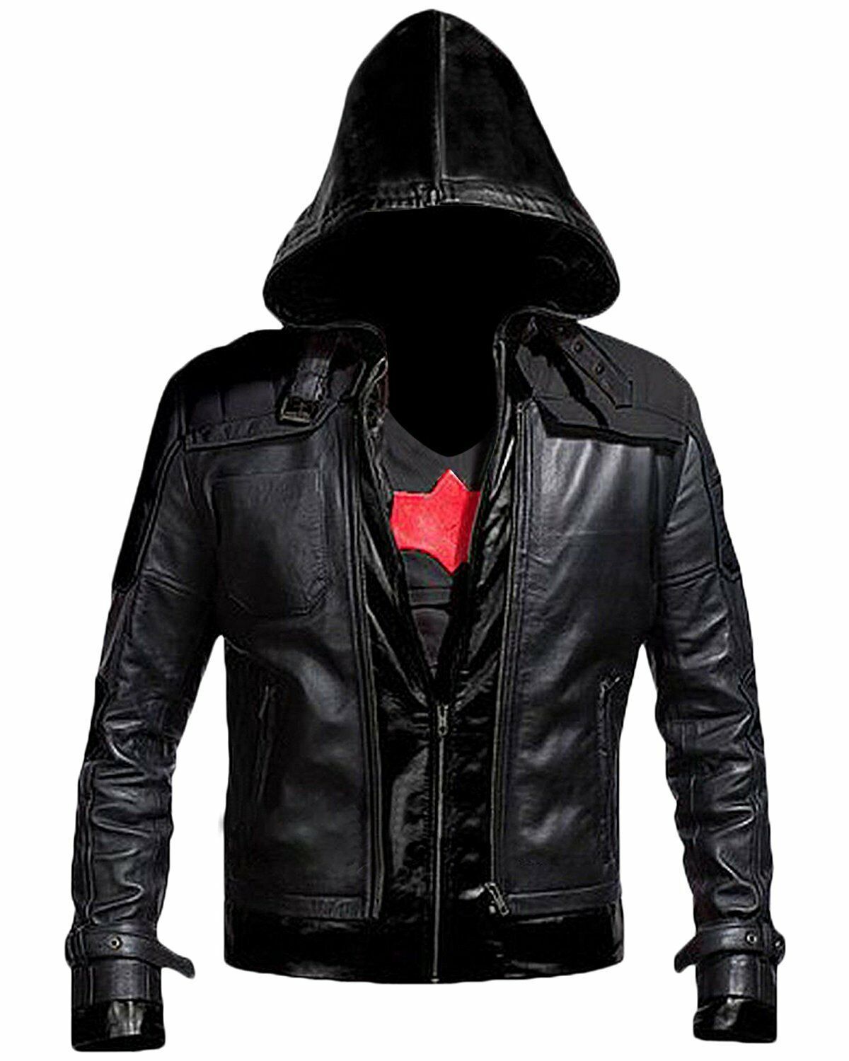New Batman Arkham Knight Game Red Hood Leather Jacket & Vest Costume -BNWT