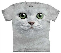 White Kitten Green Eyes Face T Shirt Adult Medium Cotton Cat by The Moun... - $19.99