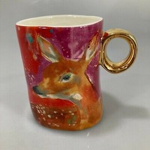 Lauren Carlson Walcott Deer Fawn Red Coffee Mug for Anthropologie 12 oz - $32.83