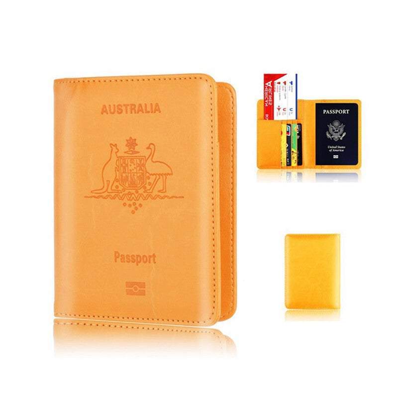 Orange Travel Wallets Rfid Blocking Travel Passport Holder Credit Card Wallet Ca