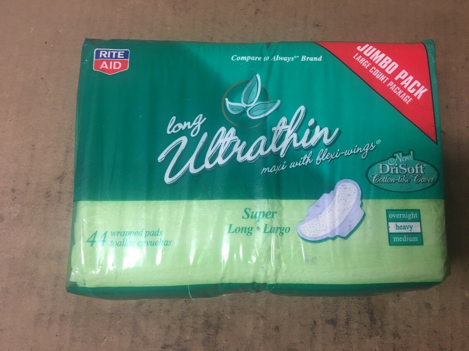 Rite Aid Women's Pads Long UltraThin w/ wings Super Long Length Heavy