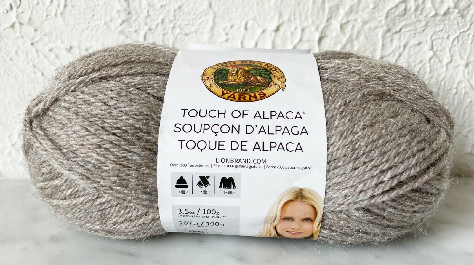 Primary image for Lion Brand Touch of Alpaca Acrylic/Alpaca Blend Yarn - 1 Skein Color Taupe #123
