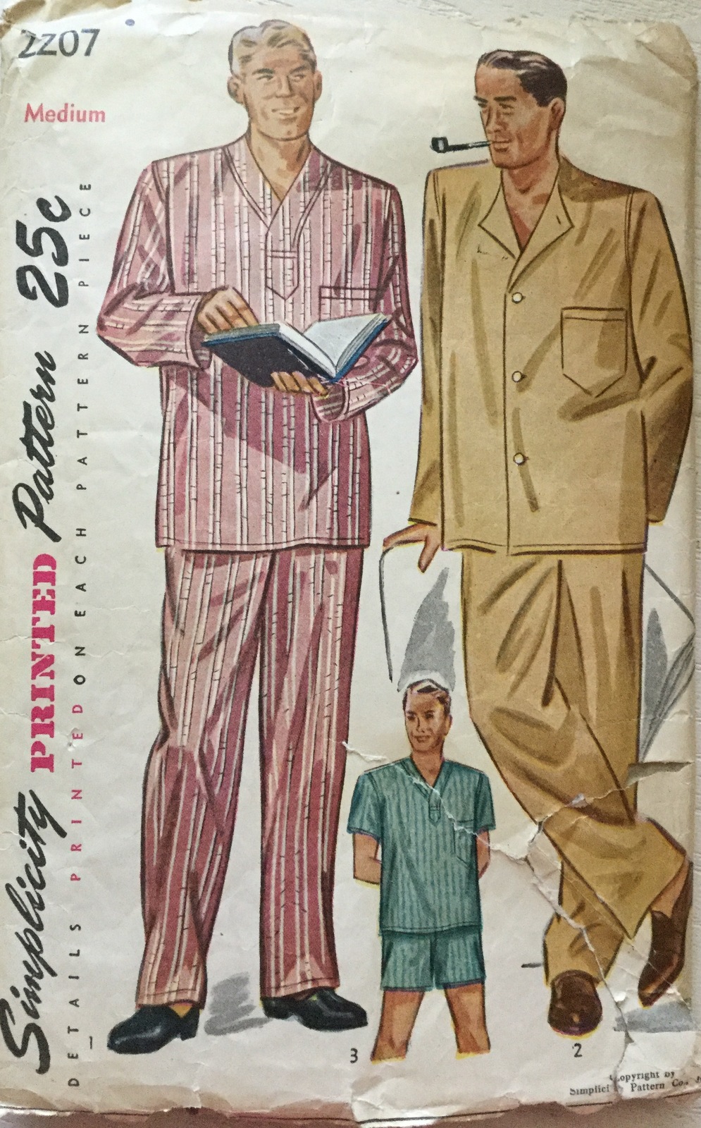 Simplicity 2207 Men's Vintage Button Front or Pull Over Pajamas Size ...