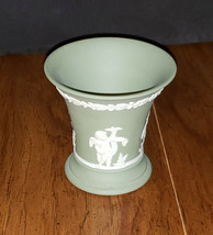 Wedgwood Jasperware Green Posey Pot Vase Cupid Beautiful - $29.99