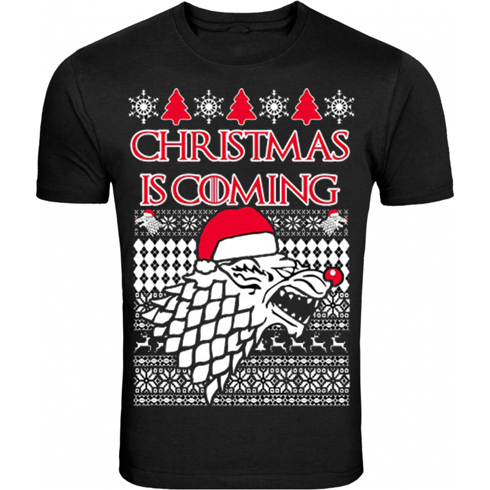 New Men Women's Christmas T-Shirt Xmas Gift Unisex Christmas Is Coming T-Shirt