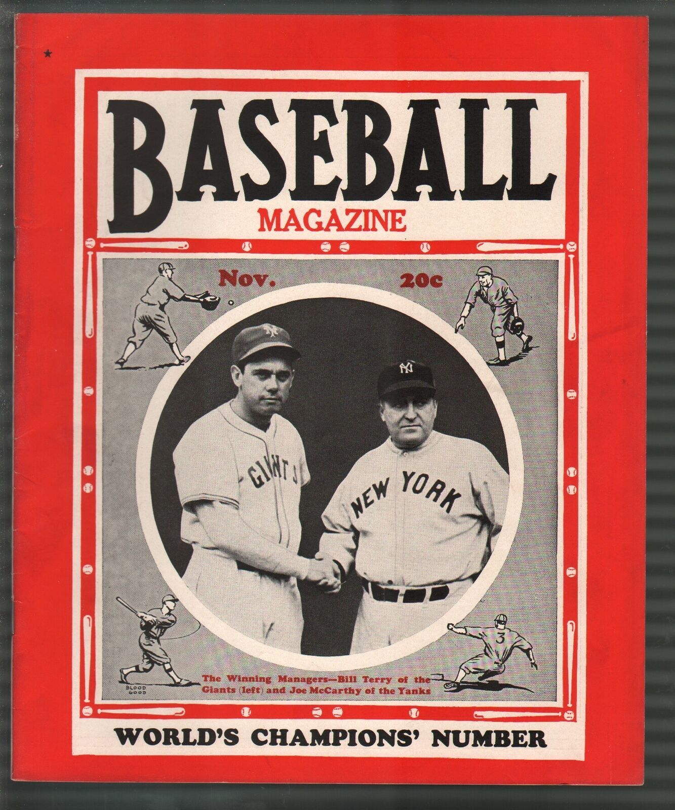 Baseball Magazine 11/1936-World's Champios-Bill Terry-Joe McCarthy-MLB ...