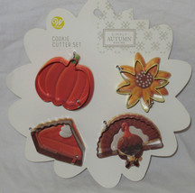 WILTON 4-Piece Cookie Cutter Set Metal SIMPLY AUTUMN BAKING Turkey Sunfl... - $16.79