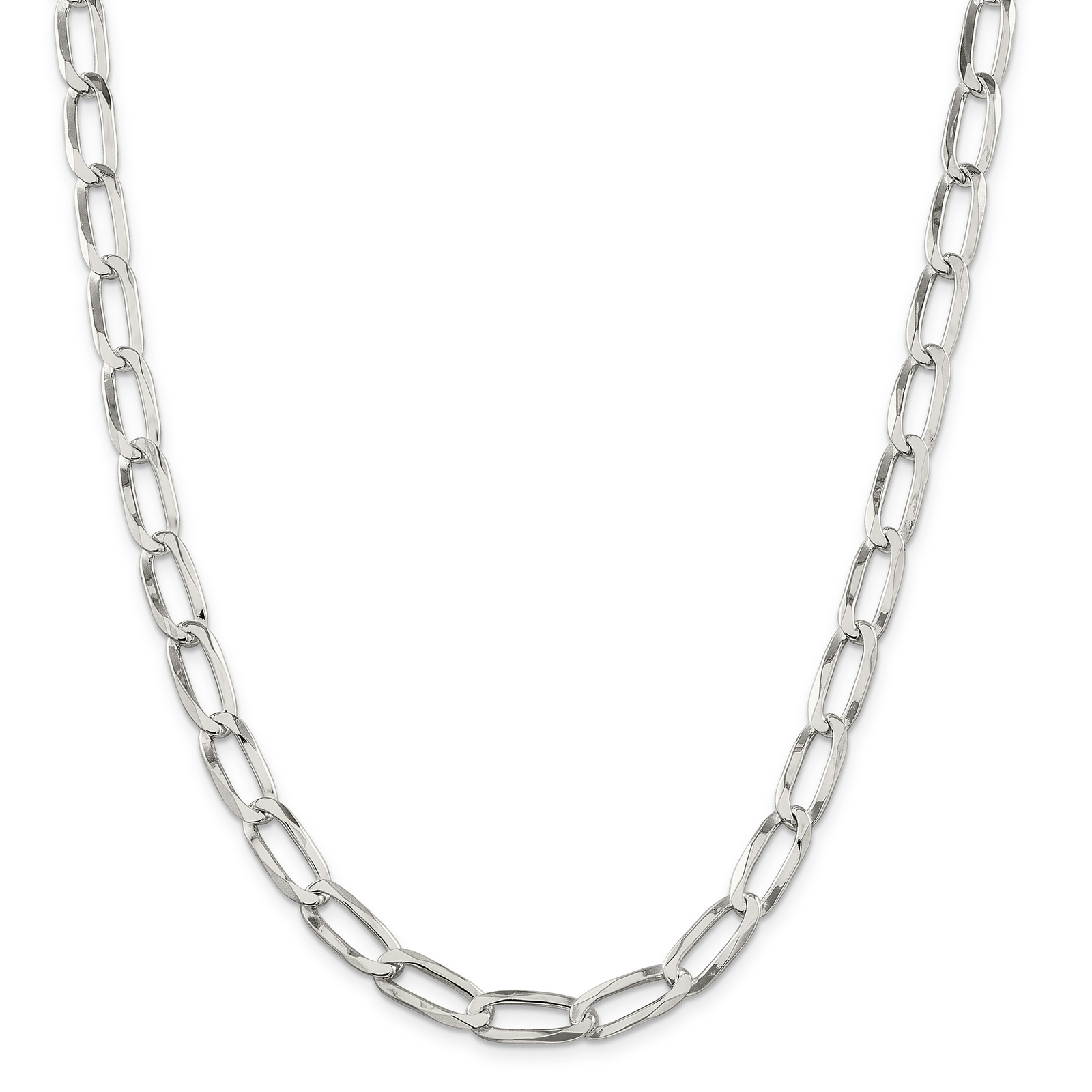 Sterling Silver 8mm Elongated Open Link Chain - Chains