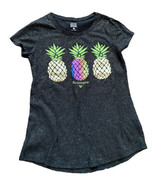 Justice Pineapple T Shirt Girls 10 Sparkle Be Unique Active Black Pink Tee - $12.86
