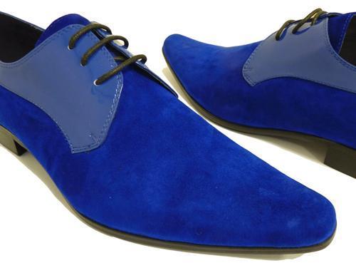 Mens Style Fashion Royal Blue Shoes, Men Derby Party Shoes, Men Blue ...