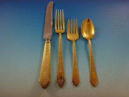 Mary II Gold by Lunt Sterling Silver Flatware Set For 12 Service 48 Pcs Vermeil - $3,564.00
