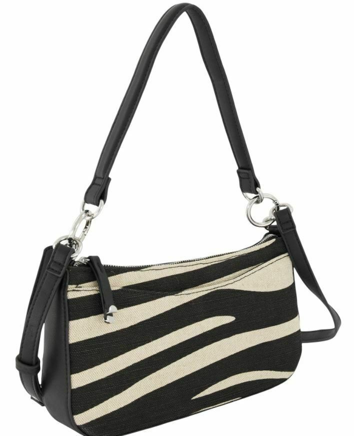 Alfani Black W/ Zebra Baguette Shoulder Bag