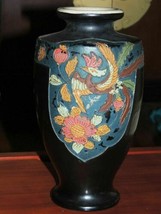 Hand Painted Miyako Vase 9.5" Black w/Rooster Made in Japan Moriage/Relief - $17.99