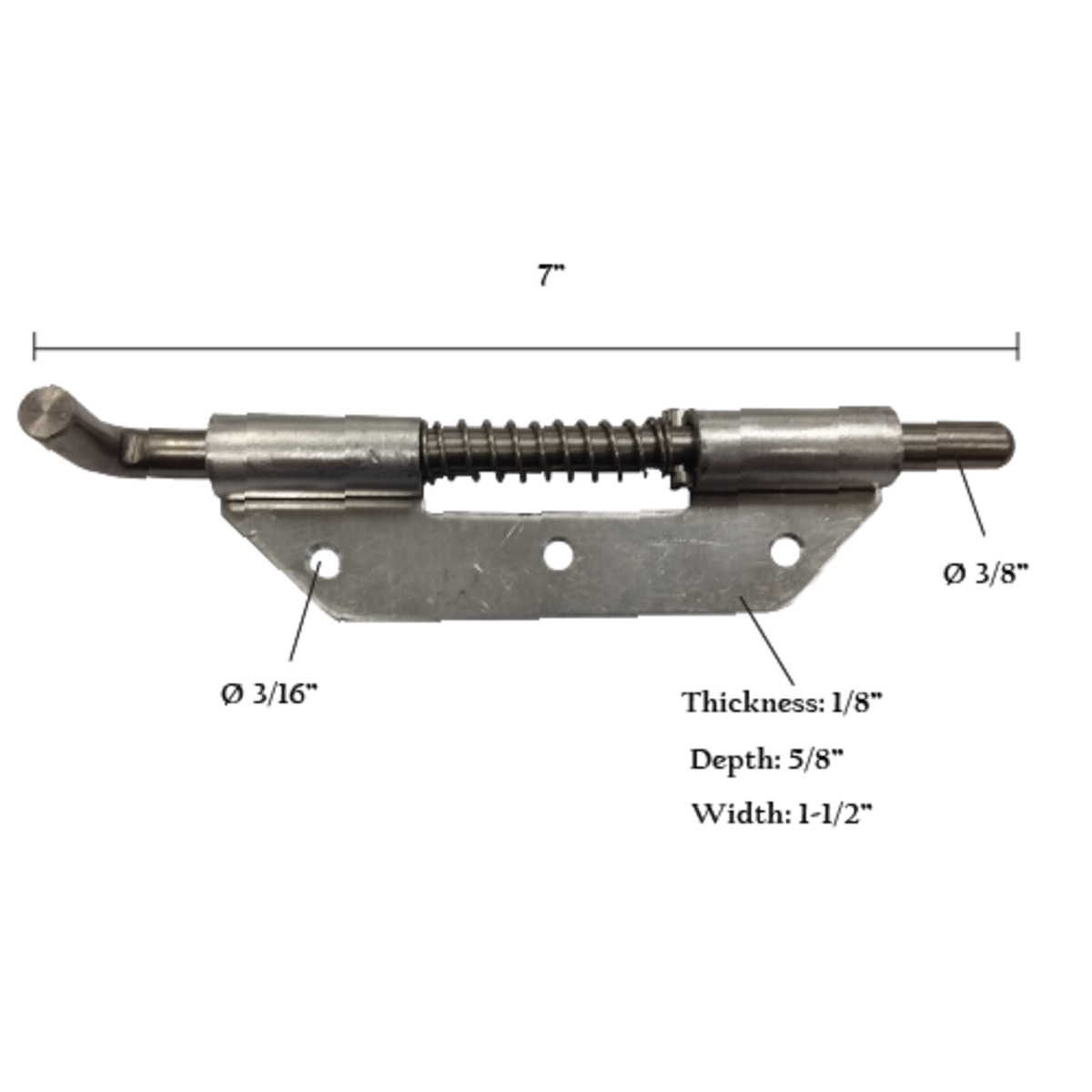 7" Left Handed Stainless Steel Spring Loaded Bolt Latch with Aluminum