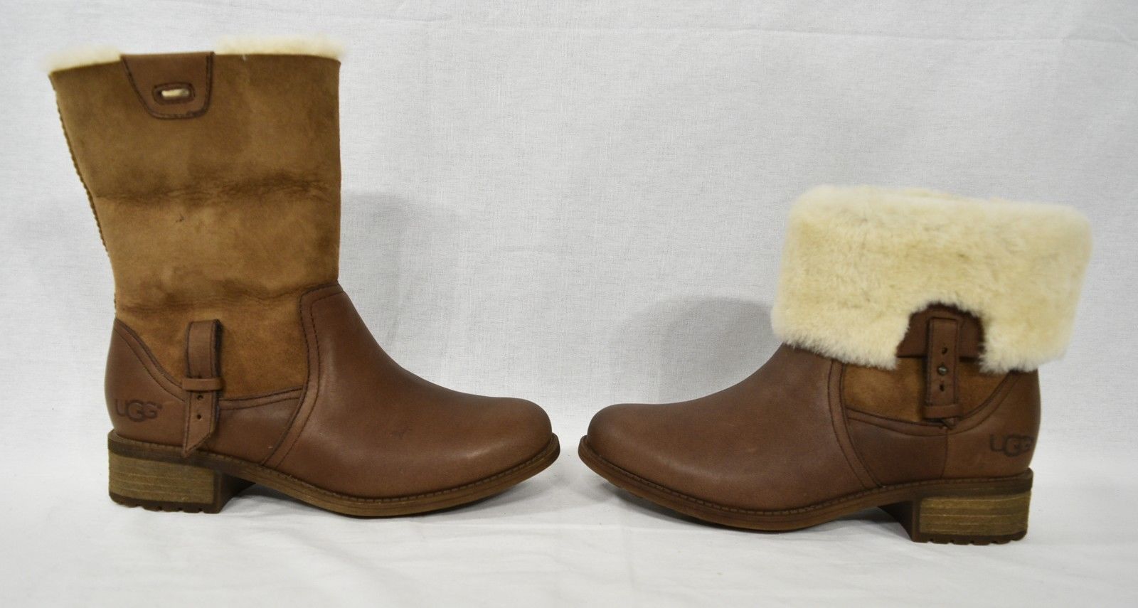 Primary image for UGG Chyler Demi Leather & Sheepskin Cuff Ankle/Short Boots US Women's 7/ UK 6