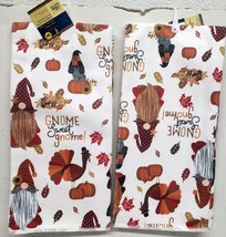 2 Microfiber Kitchen Towels (15"x25") Fall,Home Sweet Gnomes,Pumpkins &Turkey,Gr - $11.87