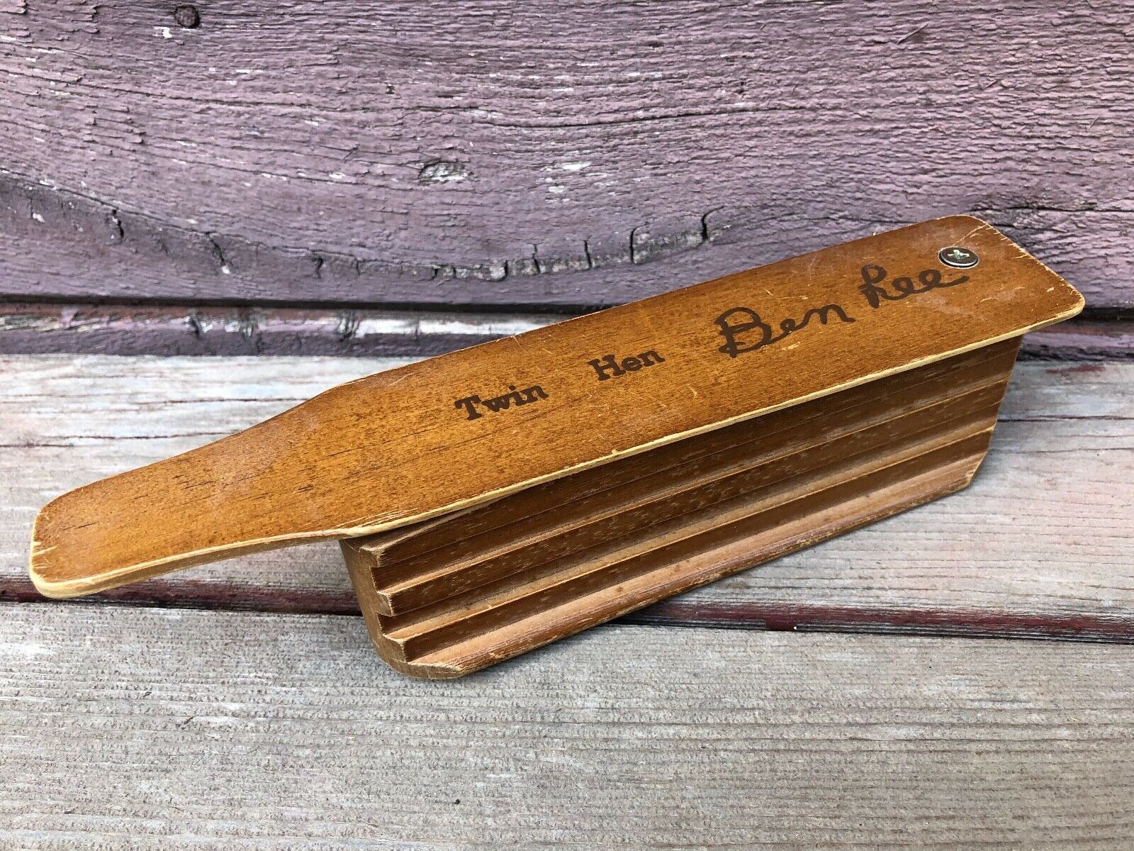 Vintage BEN LEE Twin Hen Turkey Box Call Coffeeville AL Signed Game Calls