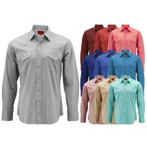 Men's Pearl Snap Button Long Sleeve Western Slim Fit Stretch Cowboy Dress Shirt