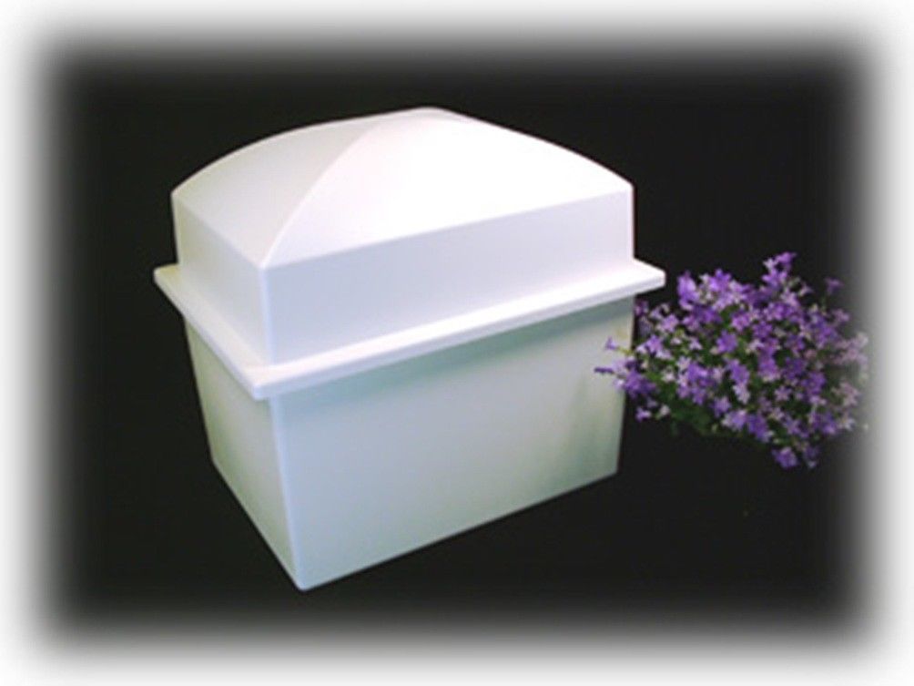 ExtraLarge White Polymer Double Funeral Cremation Urn Burial Vault