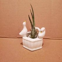 Vintage Porcelain Candle Holder, 3 White Geese Candleholder / Air Plant Holder image 8