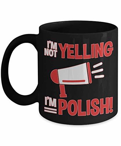 PixiDoodle Yelling Family History Polish Coffee Mug (11 oz, Black)