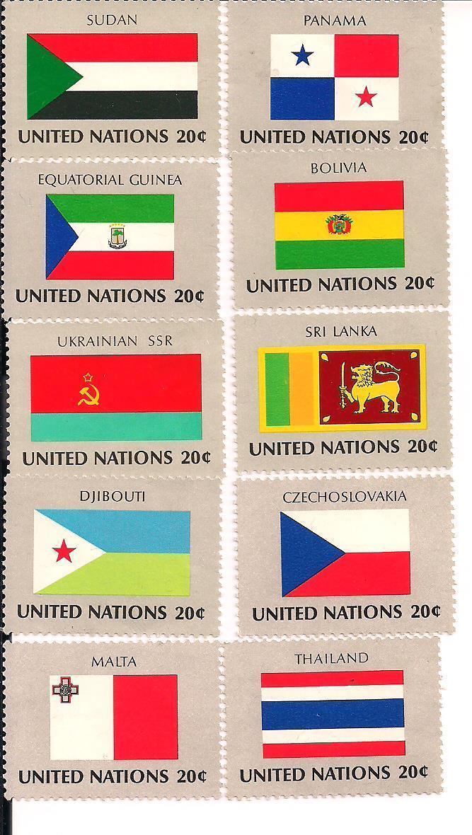 Primary image for United Nations Flag Stamps Assortment of 10