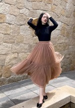 Vintage Polka Dot Tulle Skirt Outfit Layered Tulle Tutu Skirt Holiday Plus Size image 6