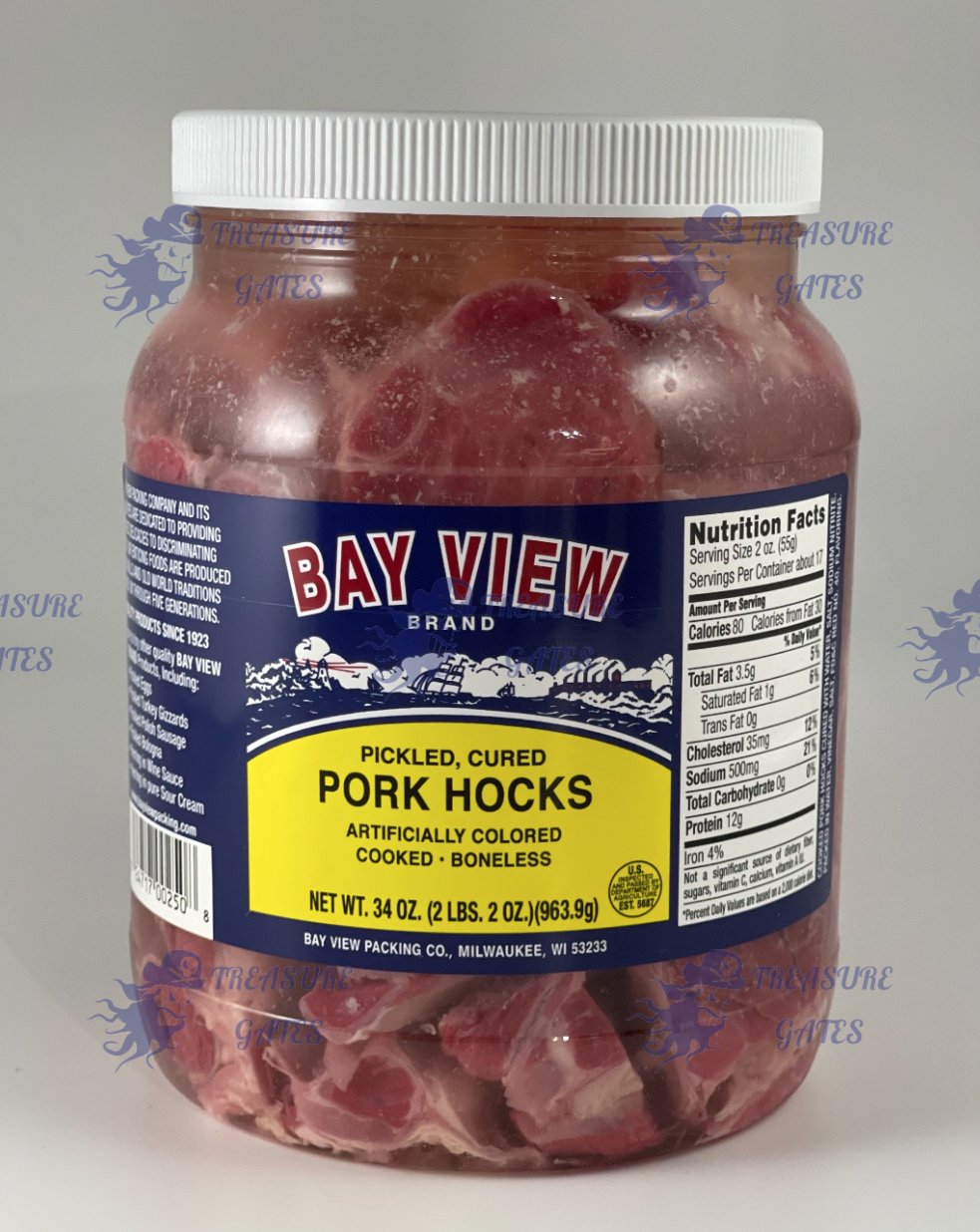 Bay View Tavern Style Pickled Pork Ham Hocks - 34 oz. Jar - Factory Fresh