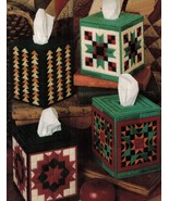 8 Plastic Canvas Patchwork Quilt Tissue Cover Arrowheads Goose Log Cabin... - $12.99