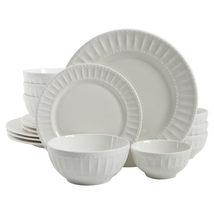 Gibson Home Regalia Embossed White Dinnerware Set, 16-Piece Set image 12