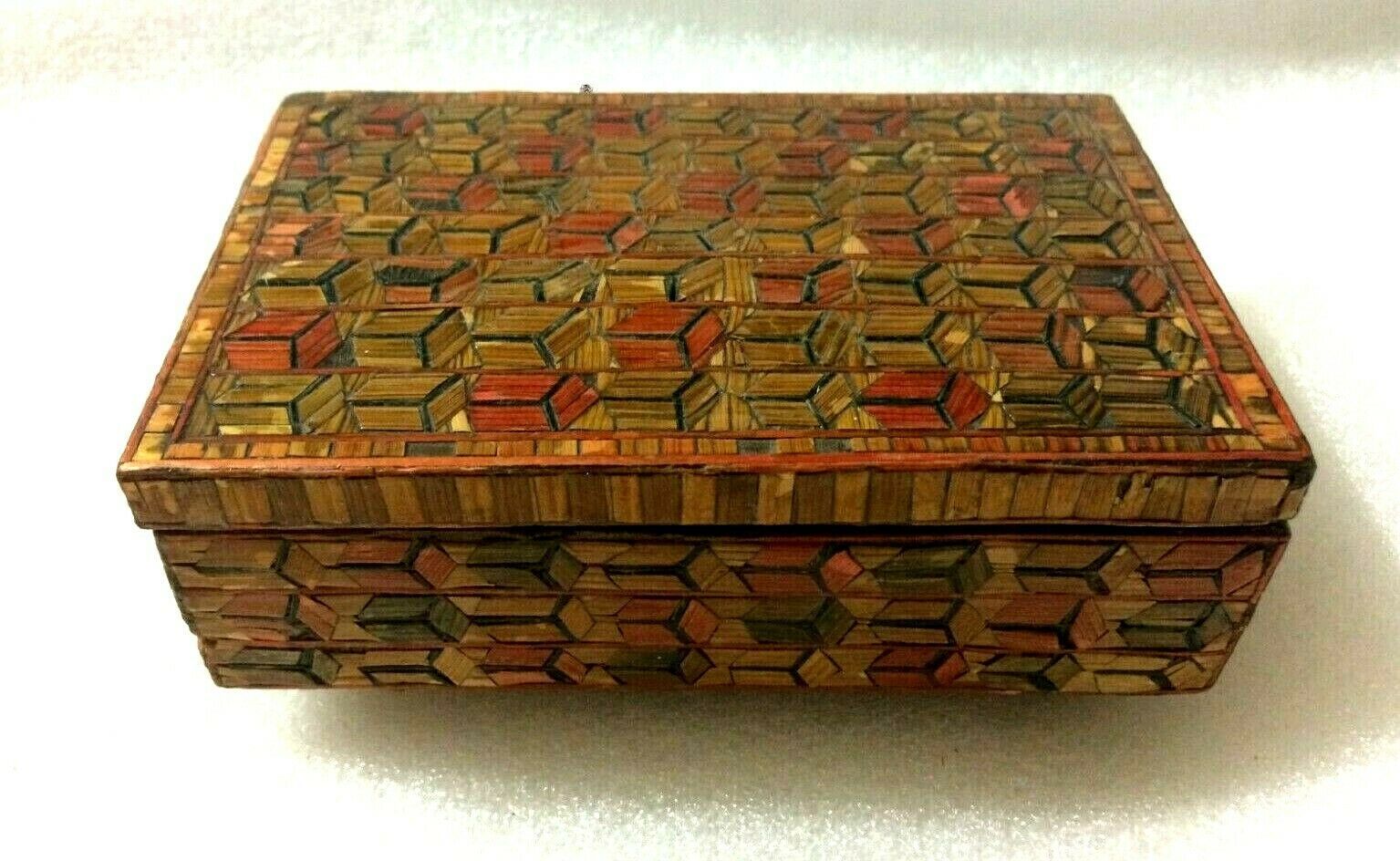 OLD ALBANIAN WOOD RECTANGULAR JEWELLERY BOX HANDMADE-COMMUNISM TIME ...