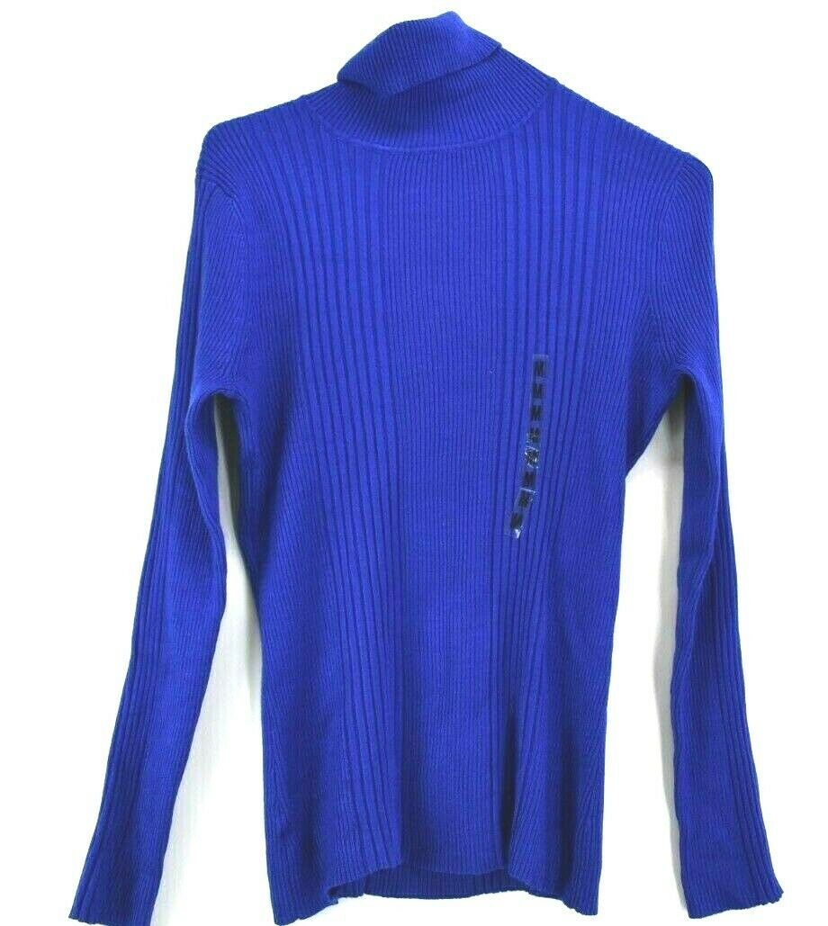 United States Sweaters Women's Medium M Turtleneck Ribbed Blue Sweater ...