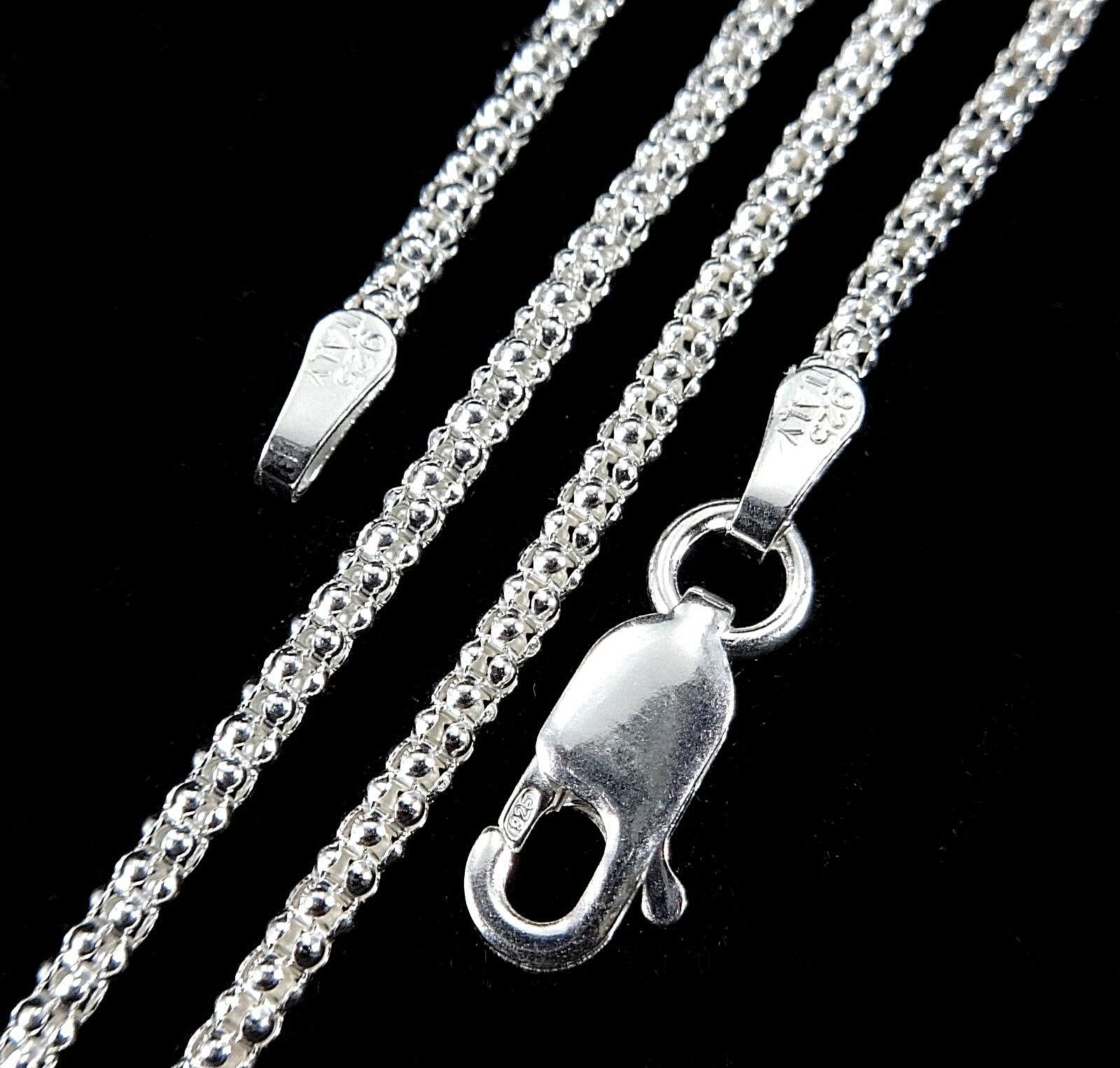 1.8MM Solid 925 Sterling Silver Italian POPCORN CHAIN Necklace Made in ...