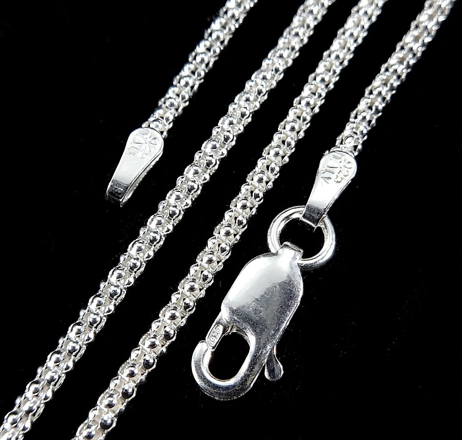 18mm Solid 925 Sterling Silver Italian Popcorn Chain Necklace Made In Italy Necklaces And Pendants 