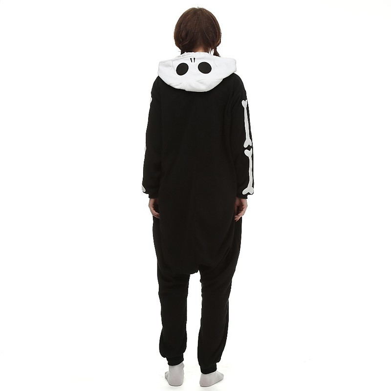 Adults' Kigurumi Pajamas Skeleton Polyester Black Cosplay Animal Sleepwear