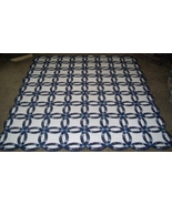 Hand quilted Handmade Double Wedding Quilt king queen or full size, blue... - $1,275.00