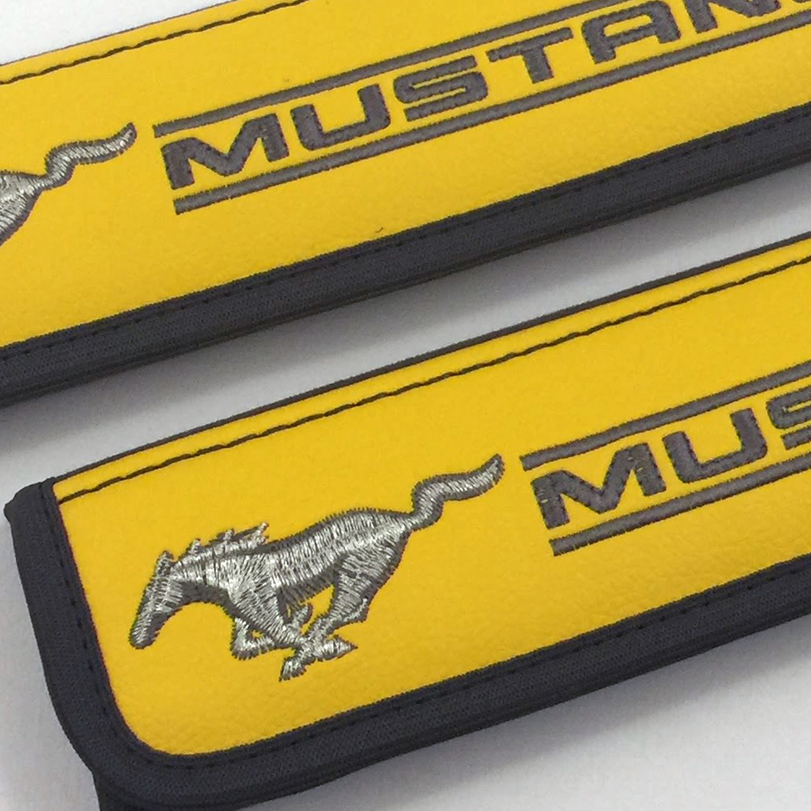 Ford Mustang seat belt cover shoulder pad cushion Yellow covers grey an