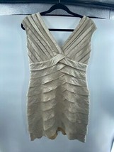 Adrianna Papell Womens Bodycon Dress Tan Tiered V Neck Sleeveless Petite... - $22.07