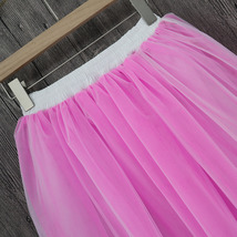 White Pink Tutu Tulle Skirt Puffy 4 Layered Party Circle Tulle Skirt Plus Size image 3